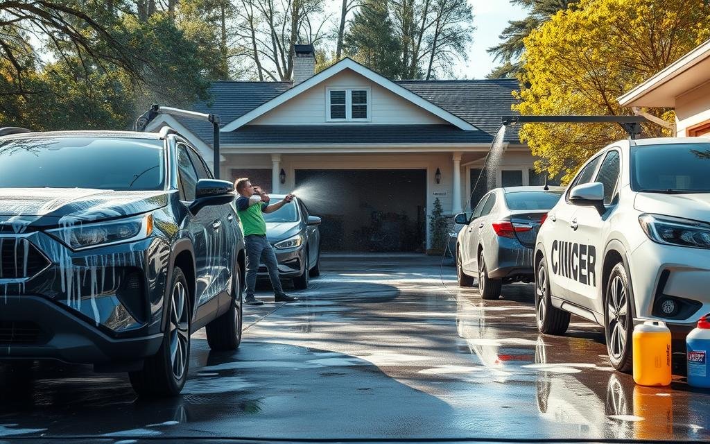 غسيل سيارات متنقل أمام المنزل